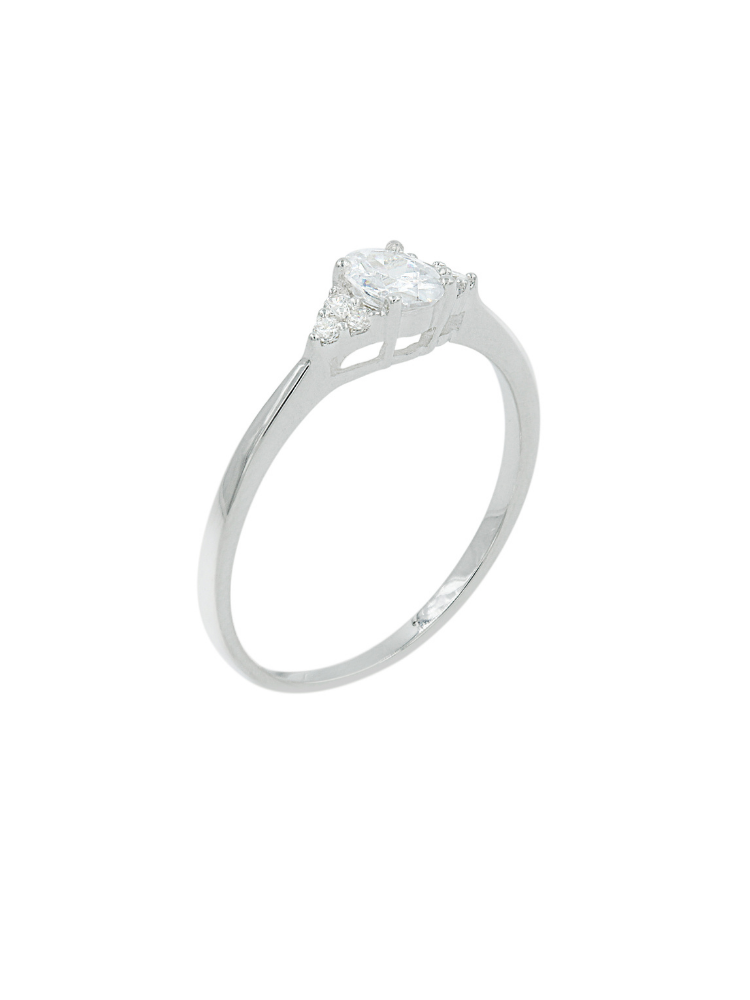 Oval 3 Side Stone Ring