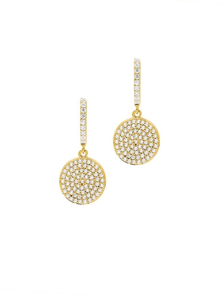 Round Pave Disc Drops