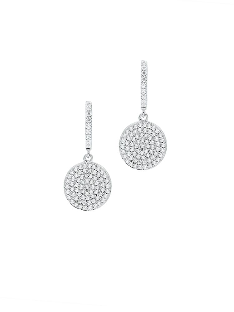 Round Pave Disc Drops