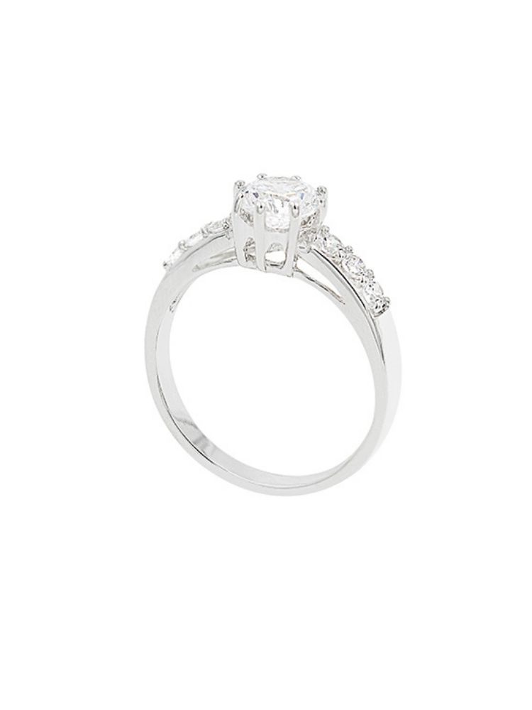 3 Stone Pave Engagement Center Ring