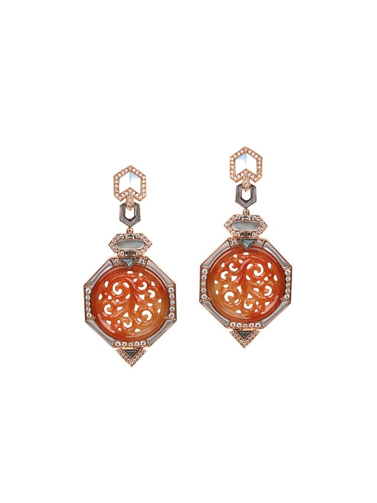 Oriental Jade Fire Earrings