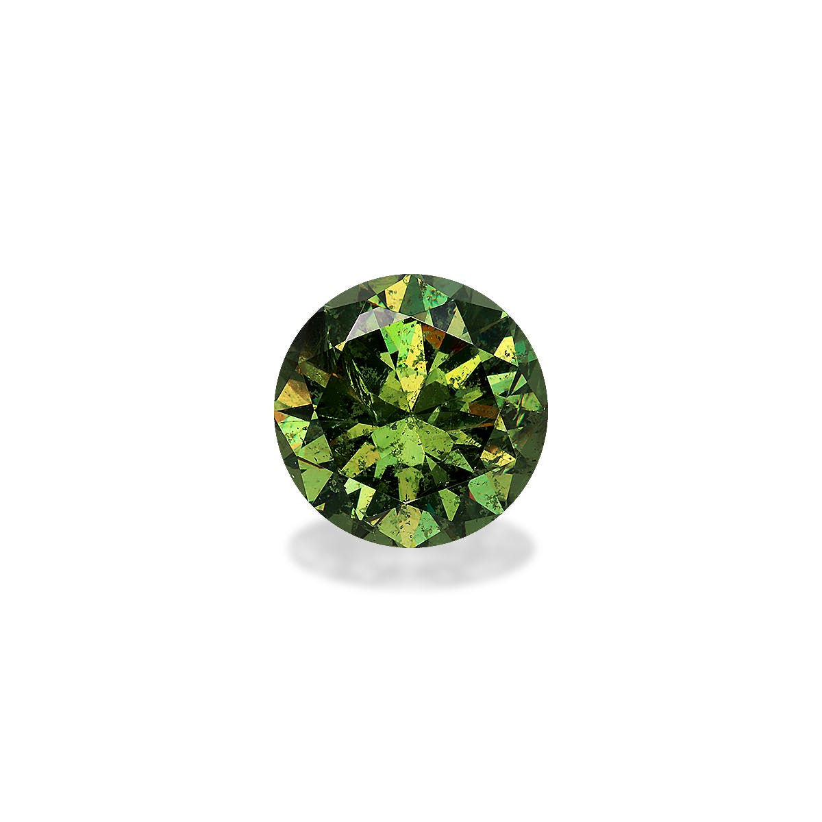 Demantoid Garnet Round Brilliant Diamond Cut Moss Green