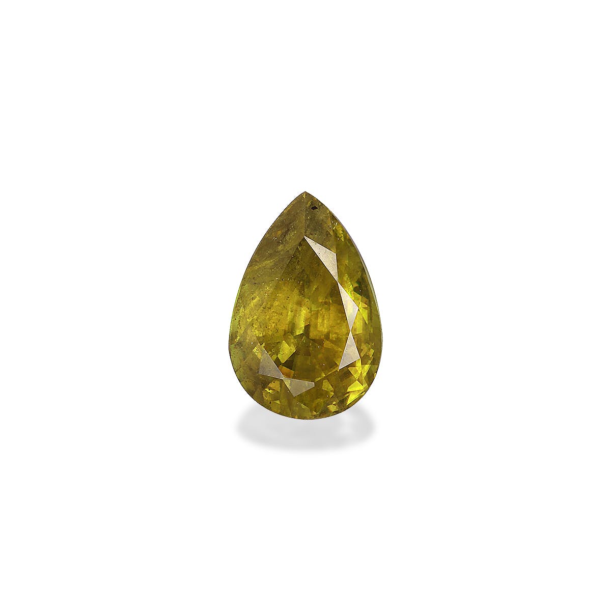 Sphene Pear Fine Step Cut Olive Green