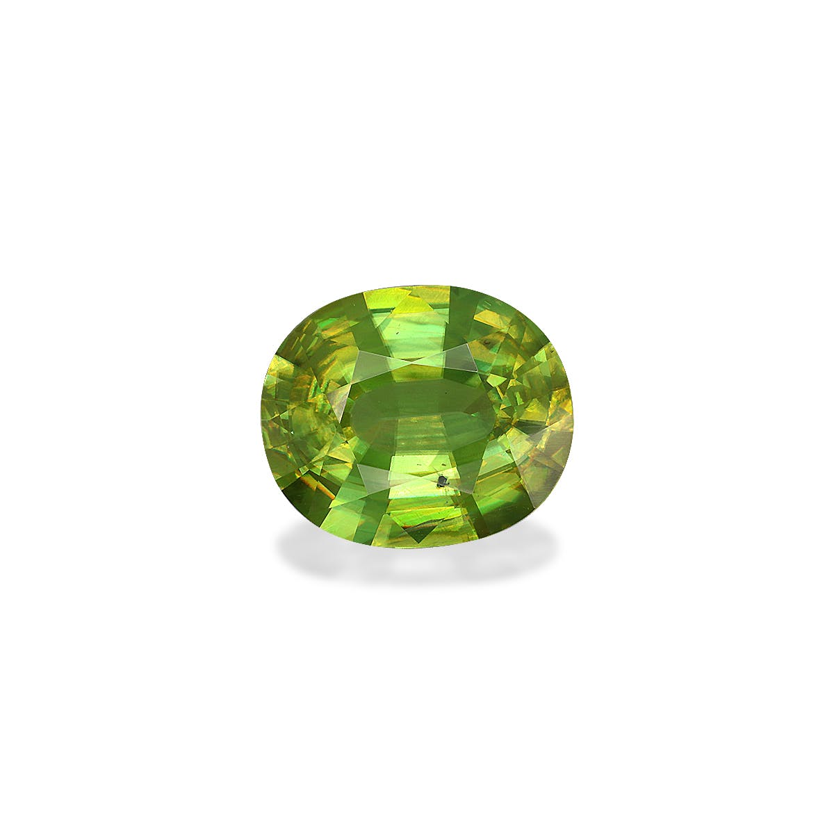 Sphene Oval Fine Step Cut Lime Green