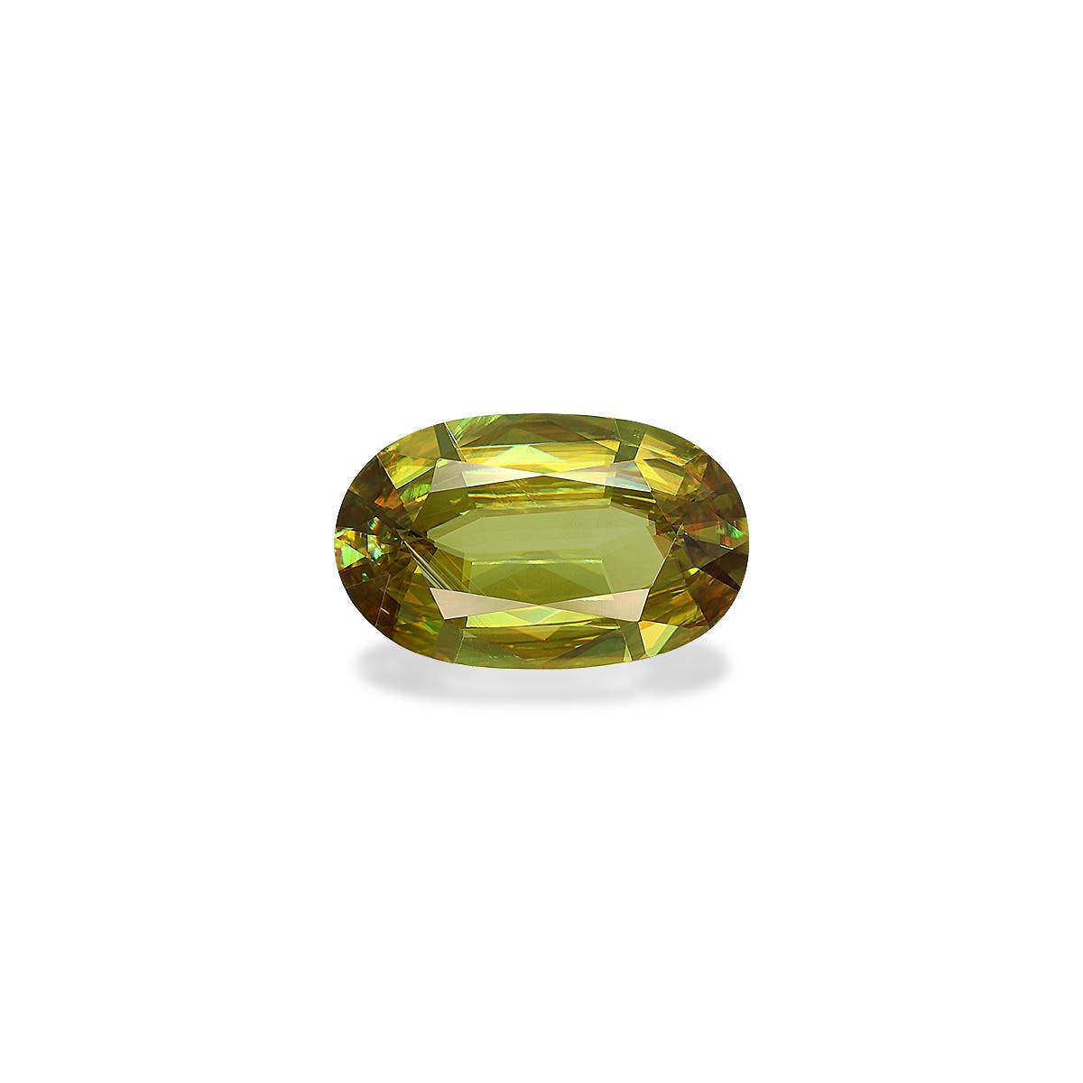 Sphene Oval Fine Step Cut Lime Green