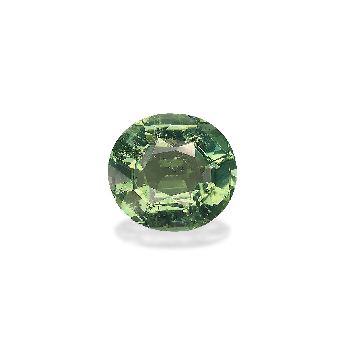 Green Tourmaline Oval Fine Step Cut Cotton Green