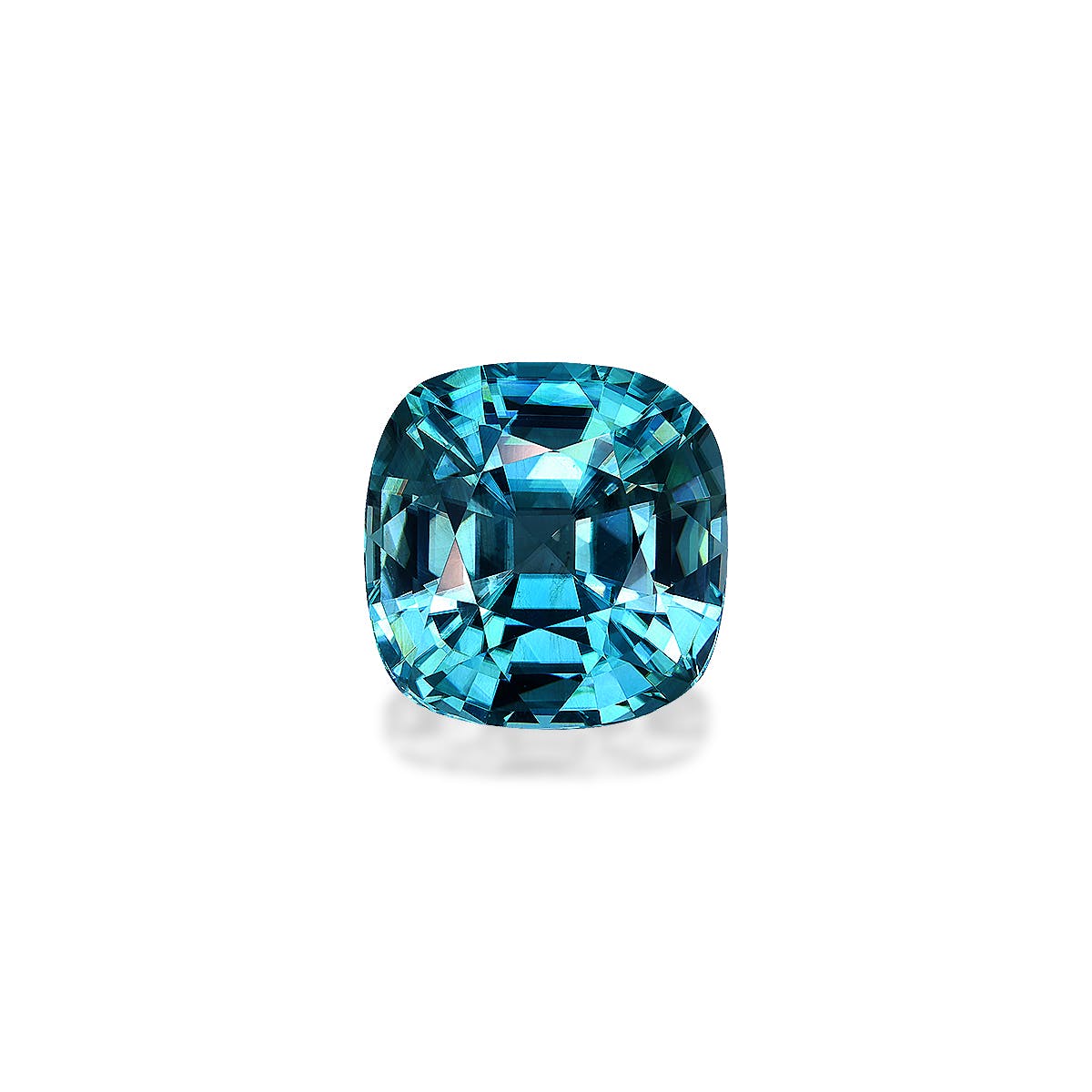 Zircon>Blue Zircon Cushion Fine Step Cut Teal Blue