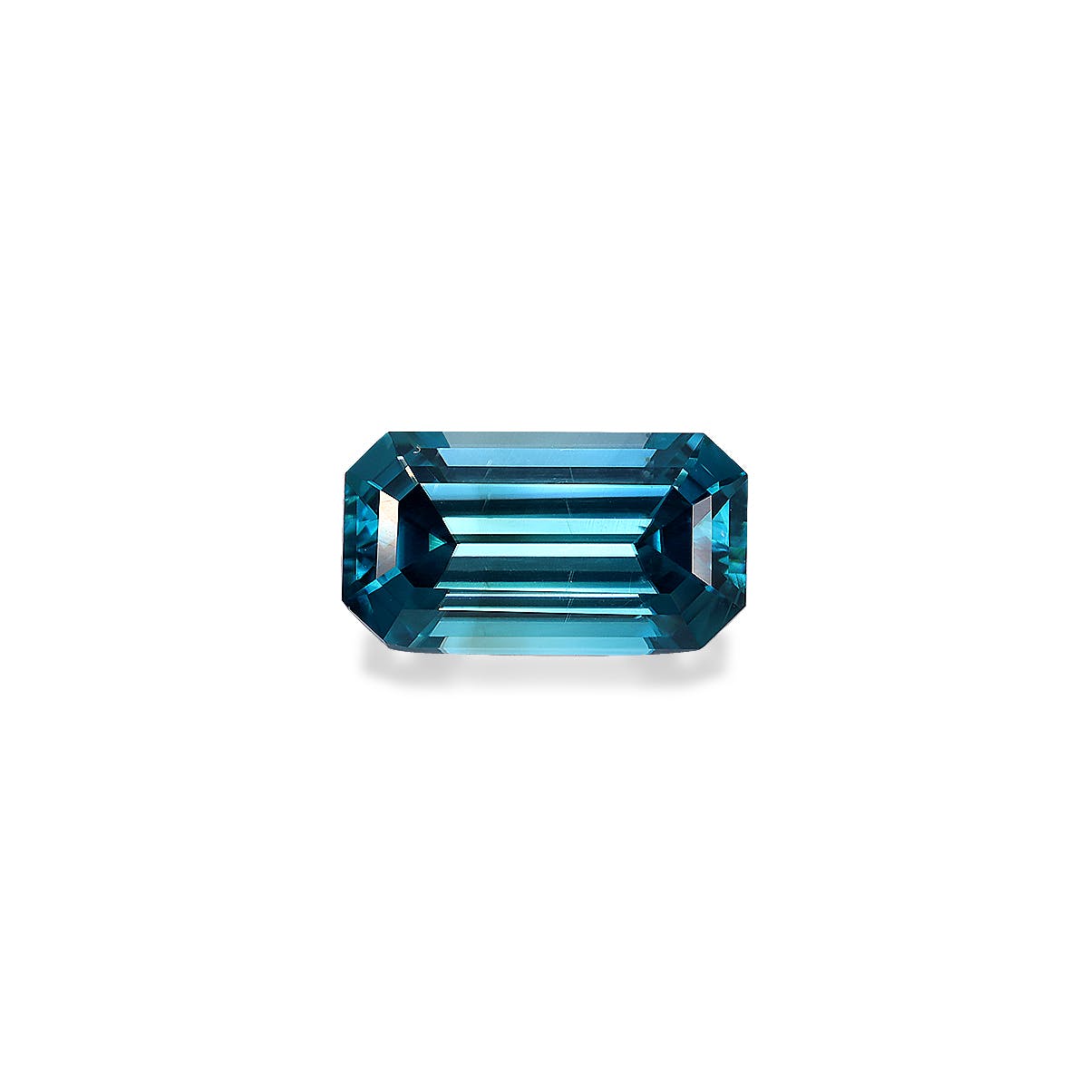 Zircon>Blue Zircon Rectangular Emerald Cut Teal Blue